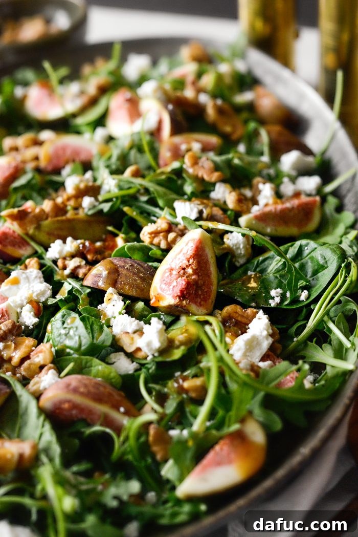 Close-up of the Fig Salad with Goat Cheese and Walnuts, showcasing ingredients