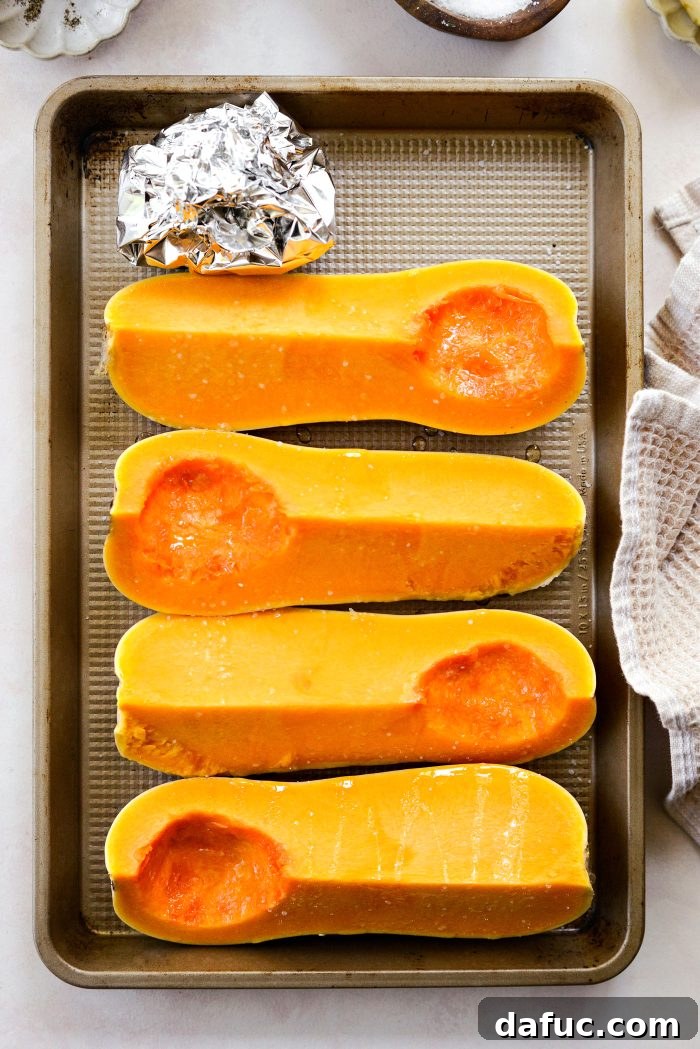Roasted Garlic Golden Squash Whip 6 Roasted garlic pouch placed on a pan with butternut squash