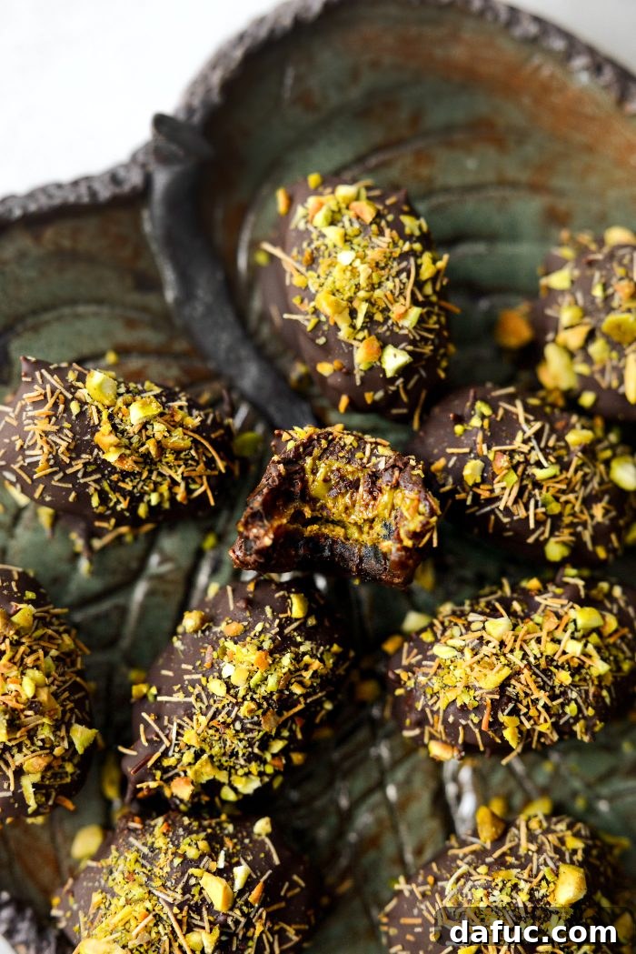 A final close-up shot of Dubai Stuffed Dates, emphasizing their gourmet quality