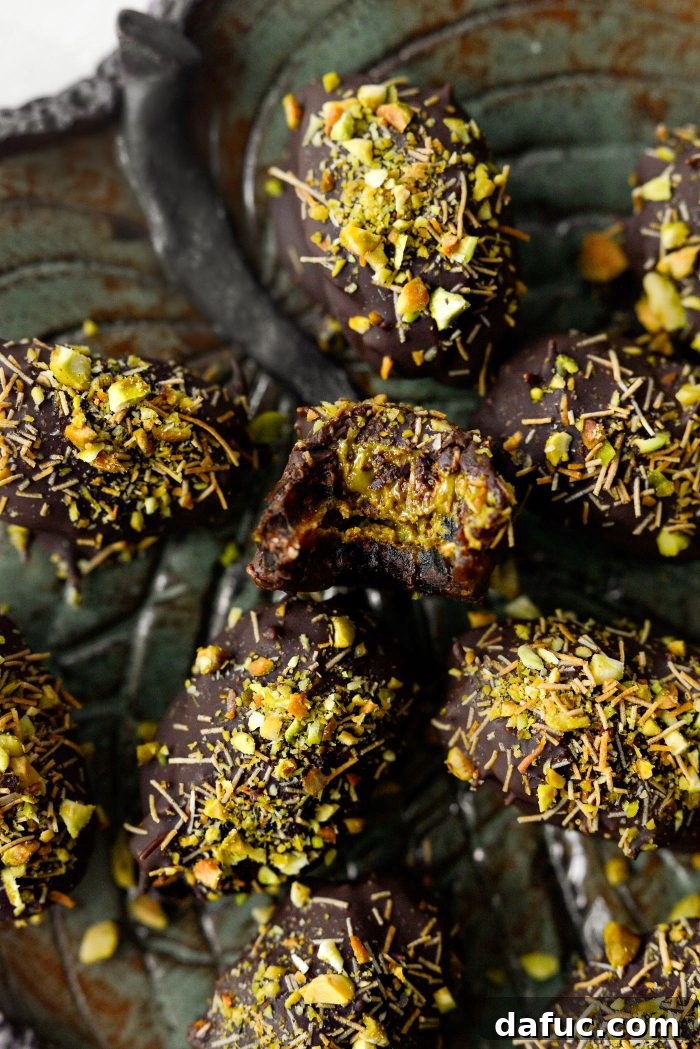 A final artistic shot of the finished Dubai Stuffed Dates