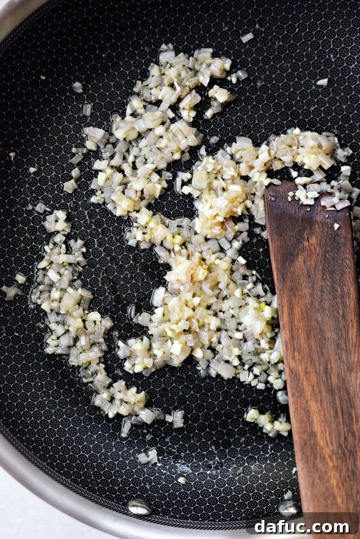 sautéed shallots and galric