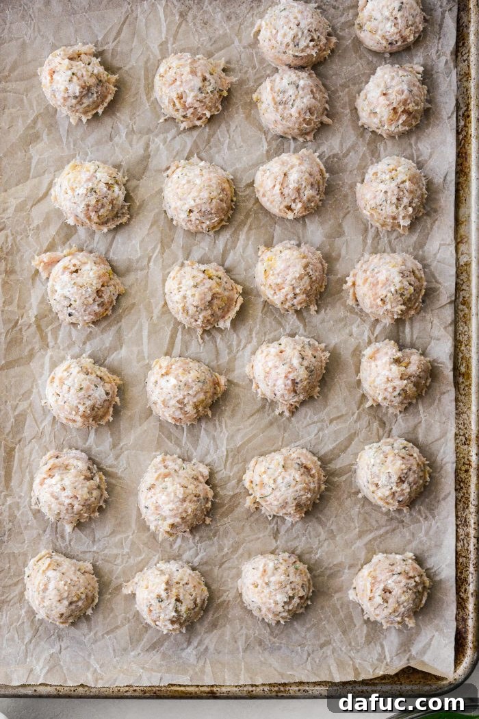 meatballs on prepared pan
