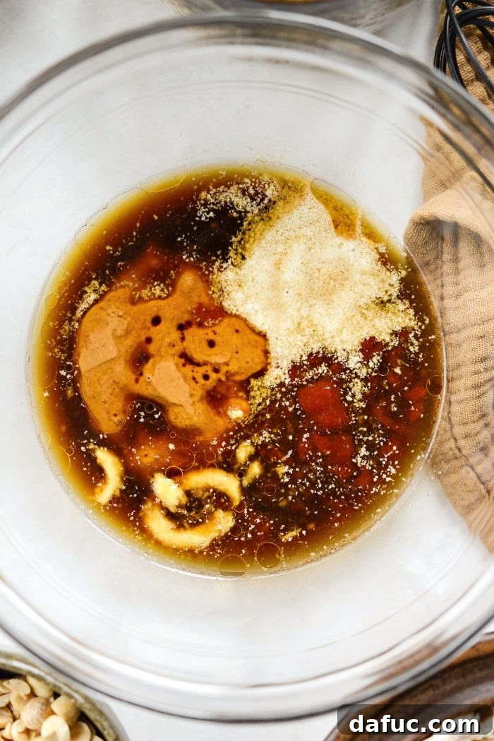 Peanut sauce ingredients in a bowl