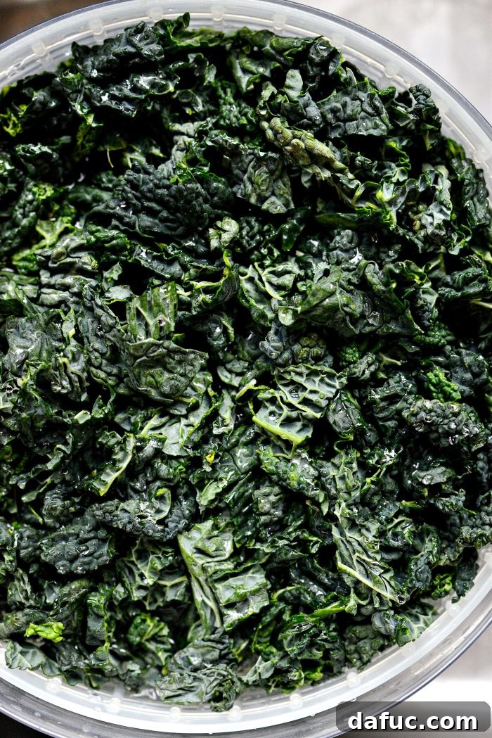 Honeycrisp Apple and Crispy Pancetta Kale Salad with Manchego 12 prep kale, wash and spin dry