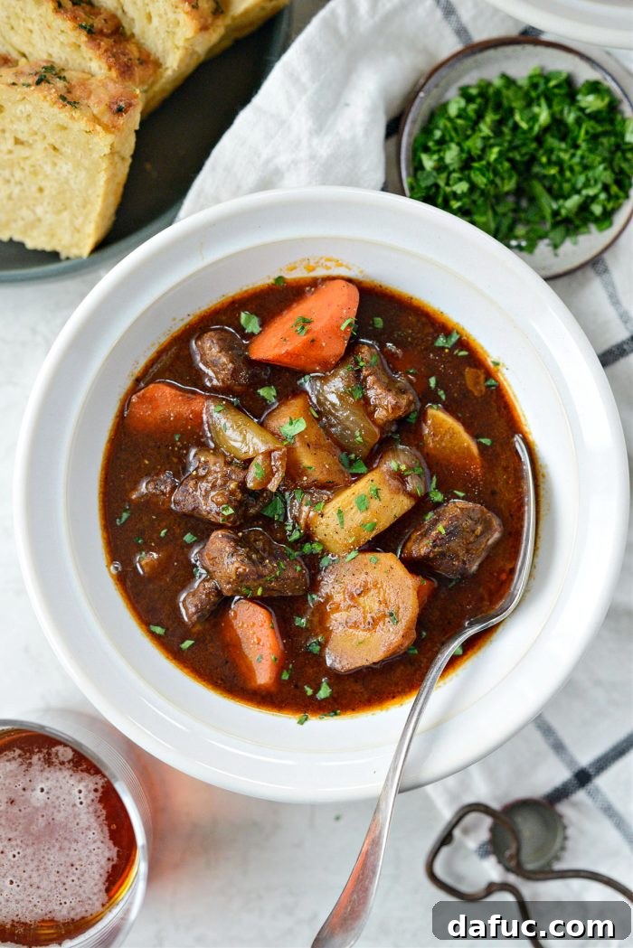 Guinness-Infused Irish Beef Stew 2 Hearty Irish Stout Beef Stew with tender beef and vegetables