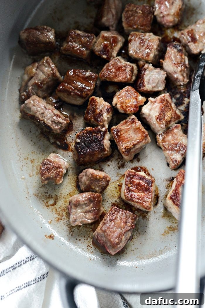 Guinness-Infused Irish Beef Stew 12 Deeply browned beef in a Dutch oven