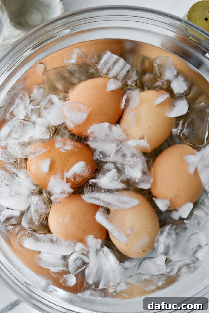 Flawless Hard Boiled Eggs Every Time 7 Add eggs to the ice water bath