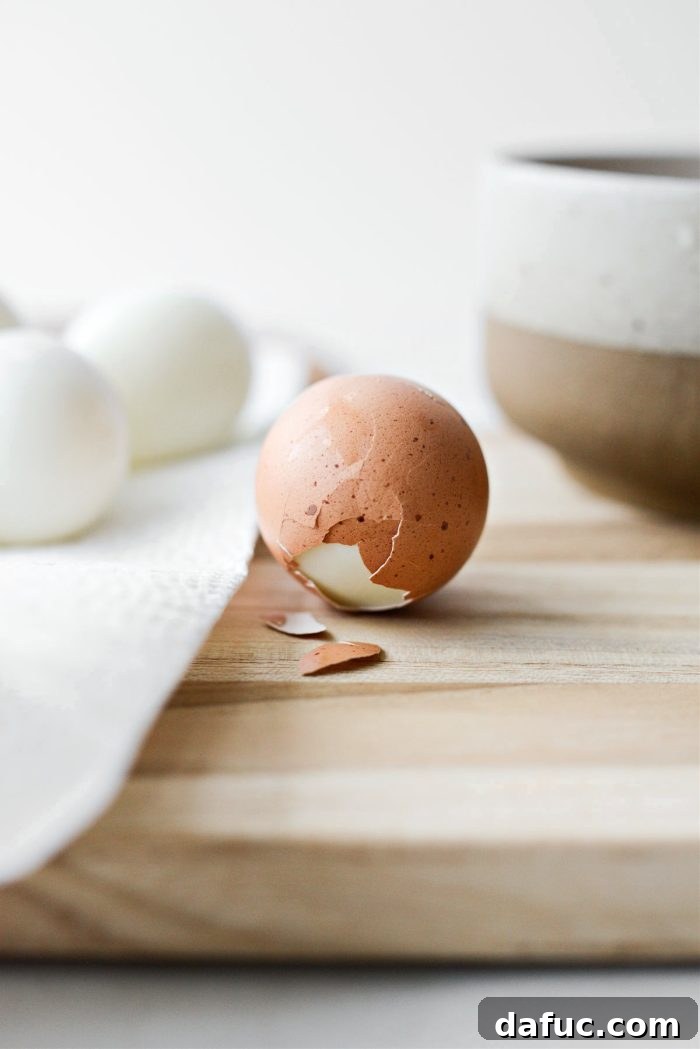 Flawless Hard Boiled Eggs Every Time 8 peel the shell from the egg