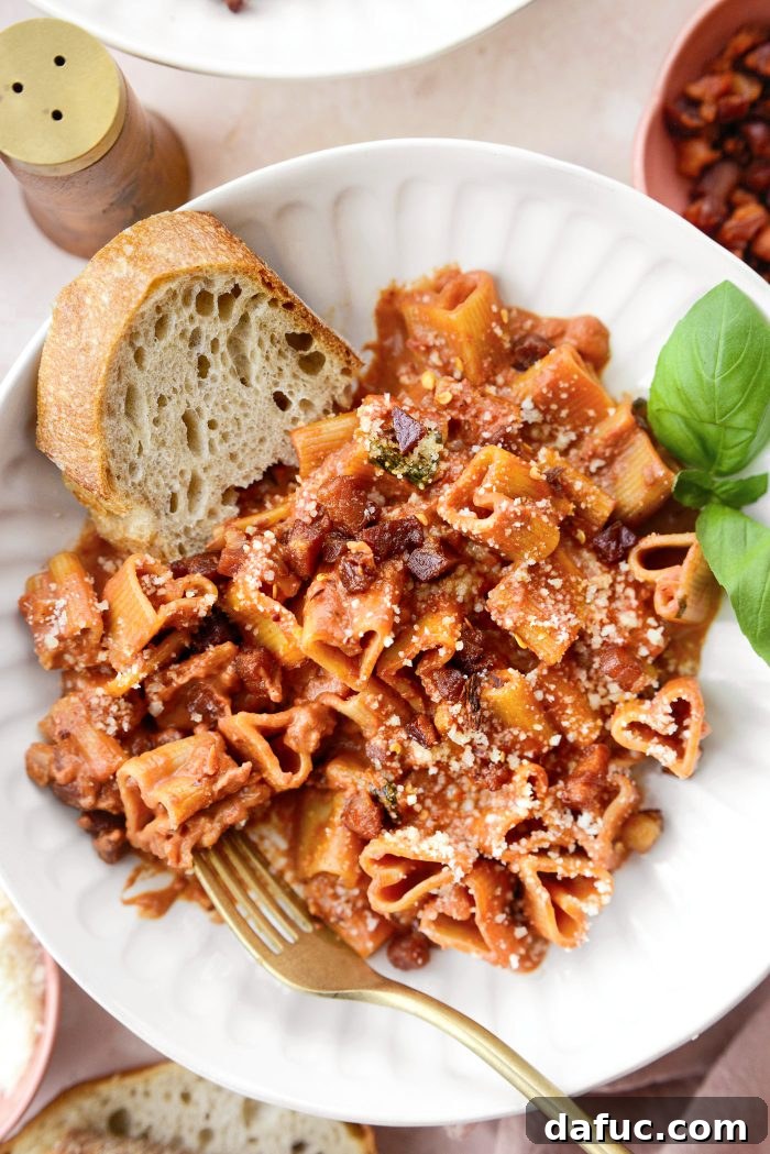 Creamy Blush Pasta 2 Silky Pink Pasta Sauce with Crispy Pancetta and Fresh Basil