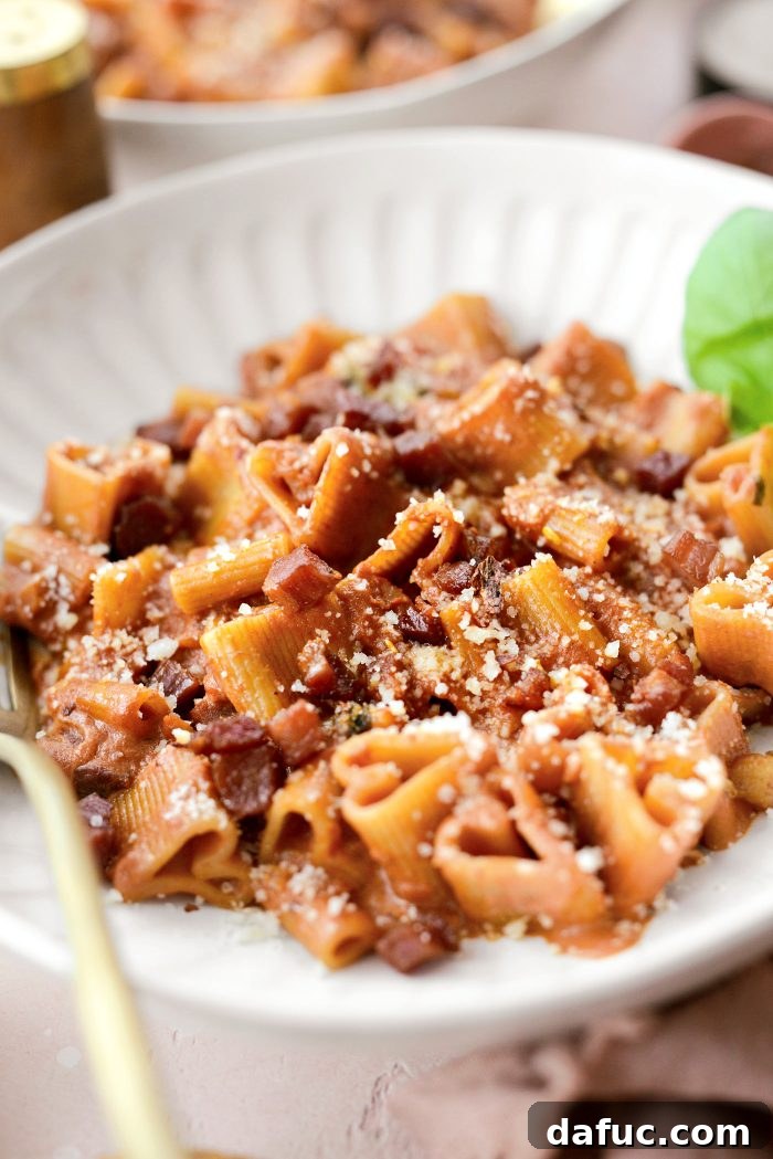 Creamy Blush Pasta 25 Close-up of Pink Pasta Sauce in a bowl, ready to eat