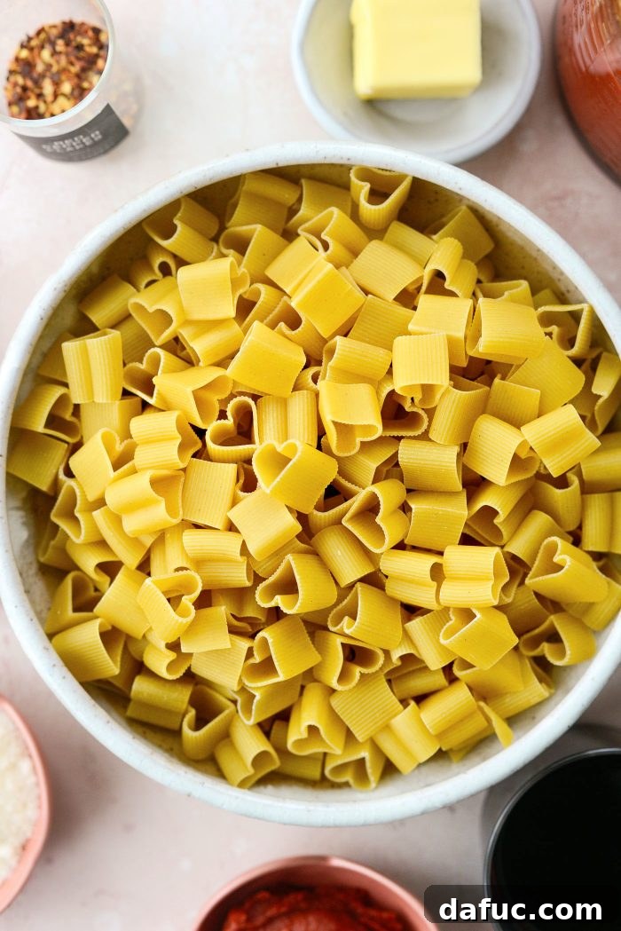 Creamy Blush Pasta 5 Heart Shaped Pasta, perfect for Valentine's Day Pink Pasta Sauce