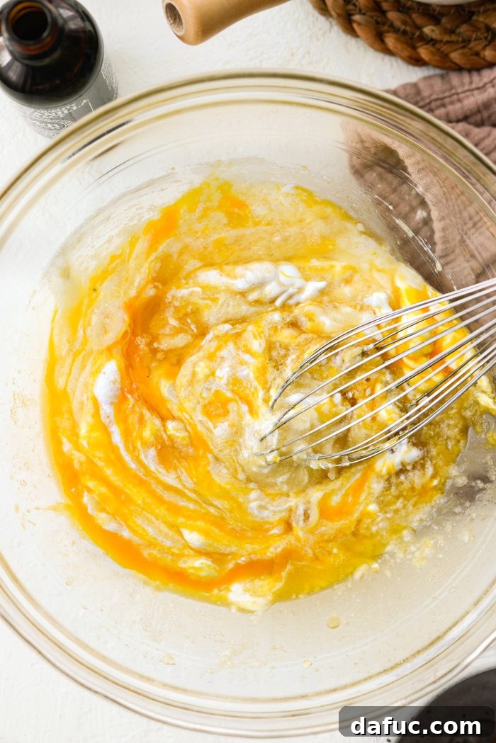 Whisking wet ingredients until fully combined