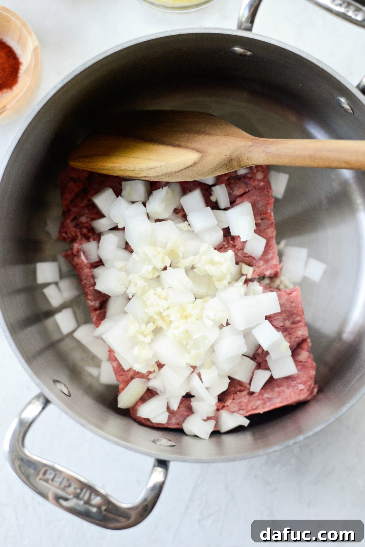 Coney Dog Ingredients All ingredients laid out for making Detroit Style Coney Dog chili