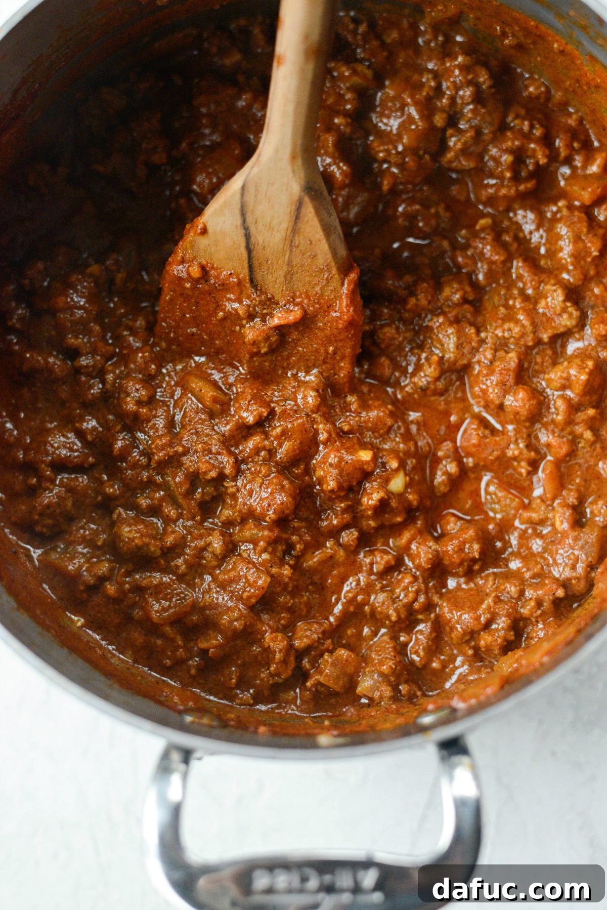 Simmering Coney Chili Coney chili simmering in a pot, thickening up