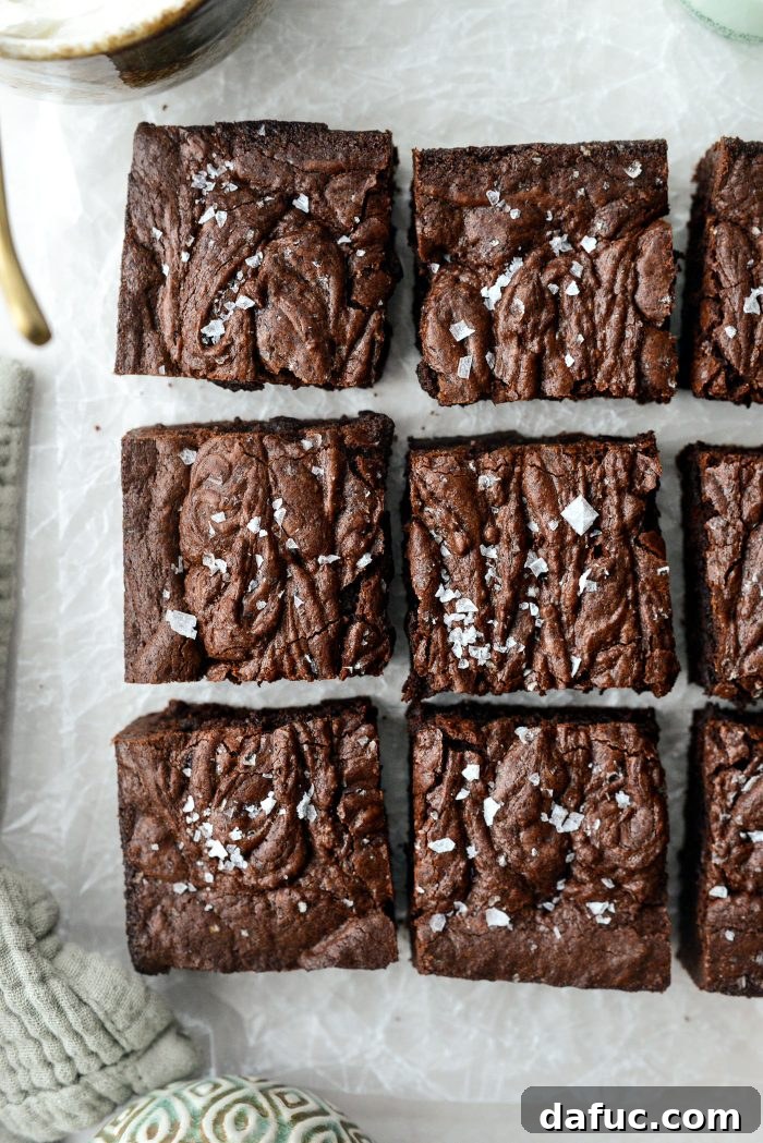 Deliciously rich Salted Fudge Brownies cooling on a wire rack