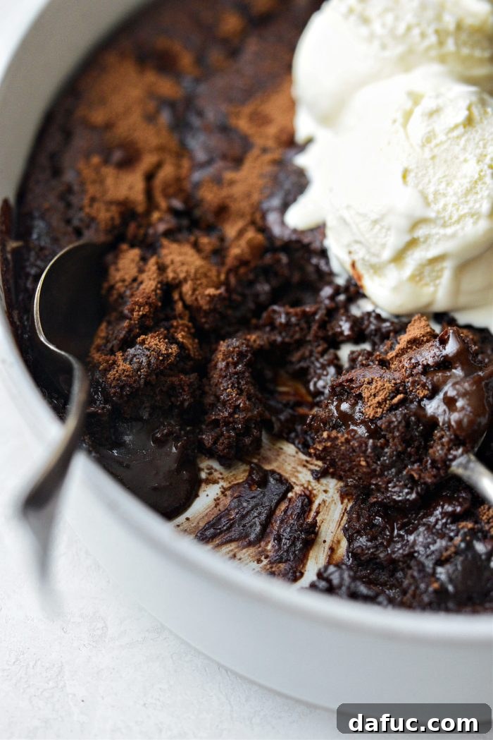Another perspective of the rich and gooey Chocolate Pudding Cake dessert