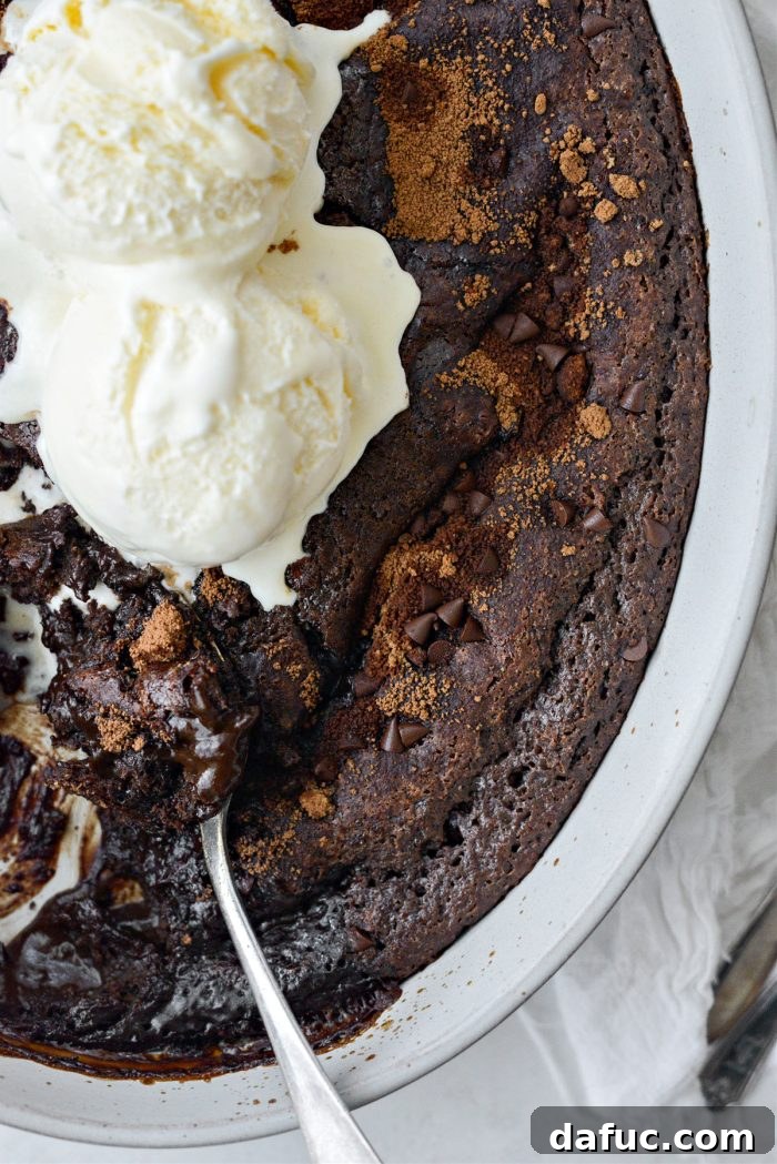Another mouth-watering view of the delicious Chocolate Pudding Cake, perfectly garnished and ready to eat