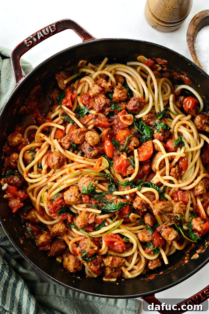Hearty Sausage and Kale Pasta with Burst Tomatoes 13 Toss the pasta well to combine with the sauce, seasoning with salt and pepper to taste.