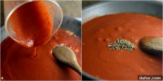 Minced garlic in skillet for marinara sauce