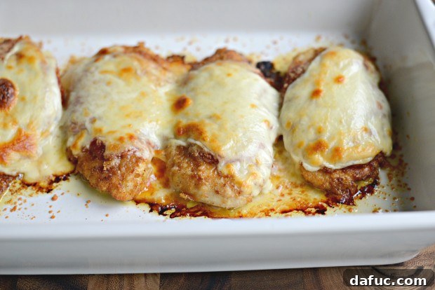 Chicken Parmesan with melting mozzarella cheese