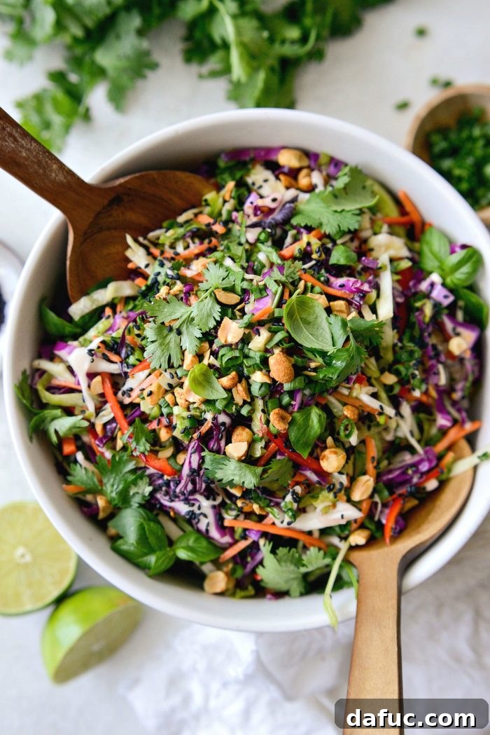 Asian Crunch Salad with Basil-Ginger Zing 12 Plated Asian Cabbage Slaw with Basil Ginger Dressing