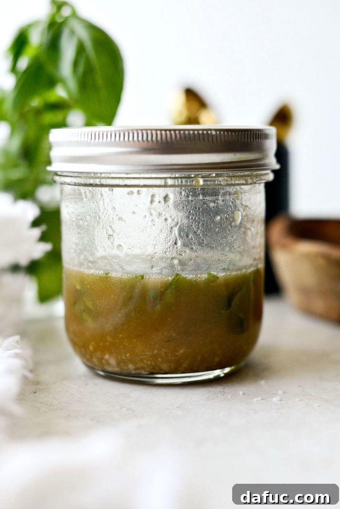 Asian Crunch Salad with Basil-Ginger Zing 7 Ginger Basil Dressing shaken in a jar