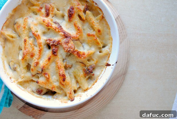 Baked Penne with Italian Sausage and Sun-Dried Tomatoes l SimplyScratch.com