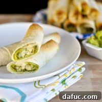 Cheesy Chicken and Cilantro Pesto Baked Flautas