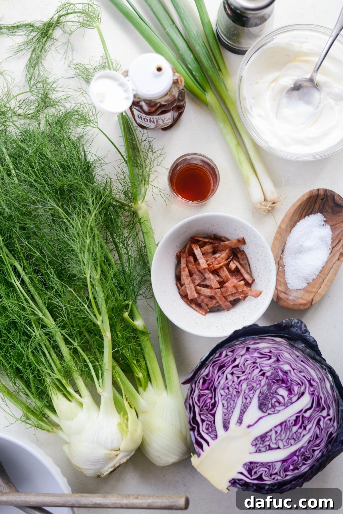 ingredients for fennel cabbage slaw
