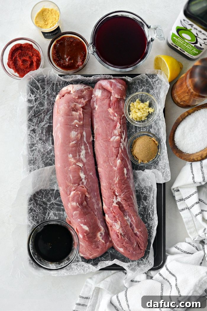 Ingredients for Chipotle Pomegranate Glazed Pork Tenderloin