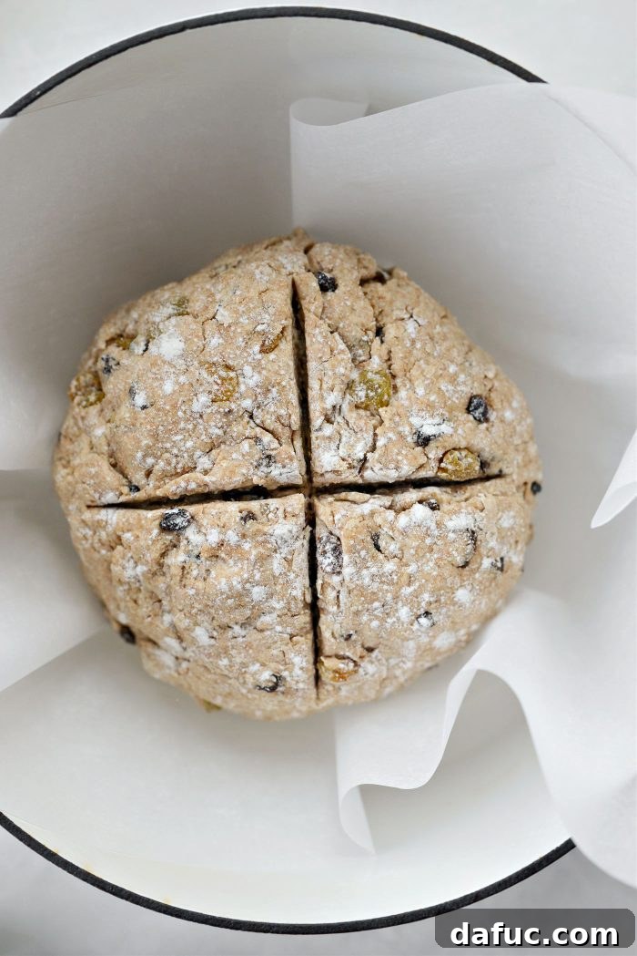 Hearty Irish Fruit Wheaten 11 Sprinkle with flour and mark with an X
