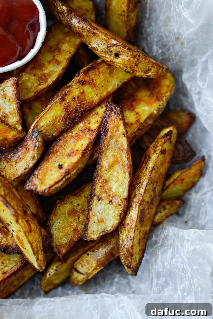 Crispy Seasoned Steak Fries 15 Close-up detailed view of individual seasoned steak fries, highlighting their texture and seasoning