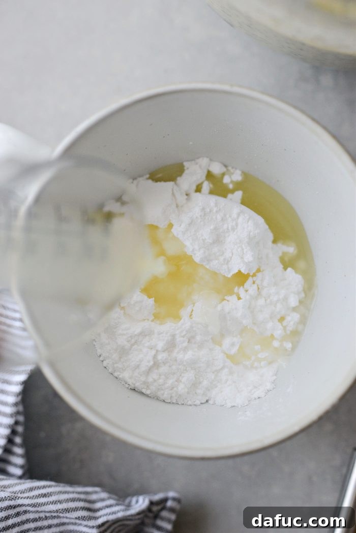 Powdered sugar and lemon juice for lemon glaze