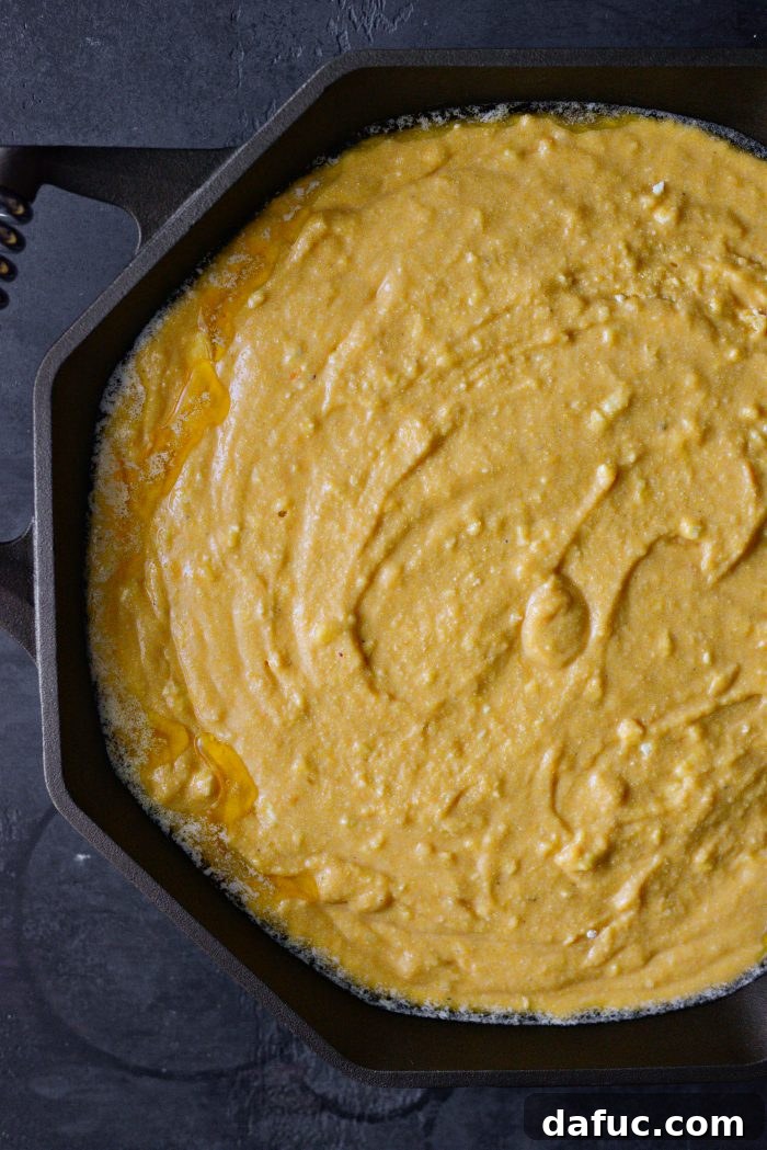 pour in sweet potato cornbread batter
