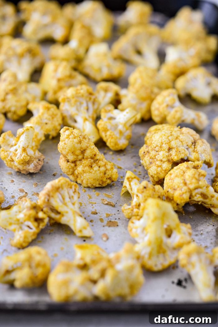 Golden Curry Roasted Cauliflower 10 Curried cauliflower before roasting