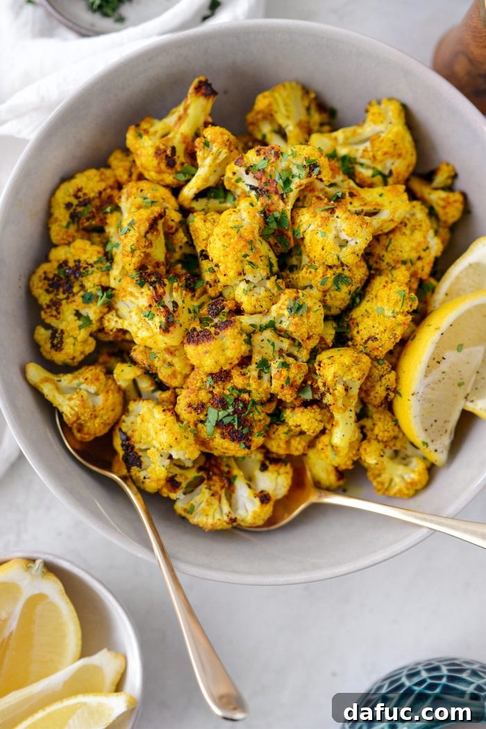 Golden Curry Roasted Cauliflower 14 Final plated roasted curry cauliflower ready for serving