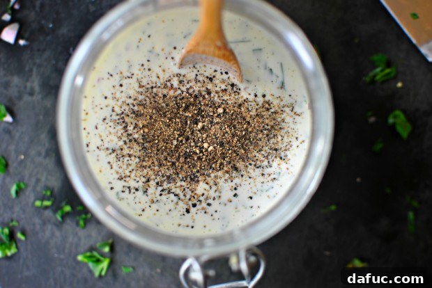 Effortless Summer Salad with Creamy Buttermilk Dressing 8 Seasoning buttermilk dressing with salt and pepper