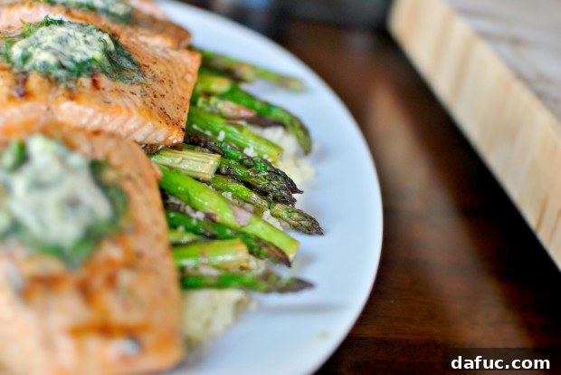 Close-up of perfectly grilled spicy garlic asparagus on a plate