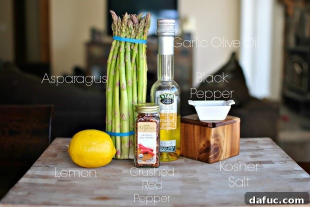 Fresh ingredients for spicy garlic asparagus