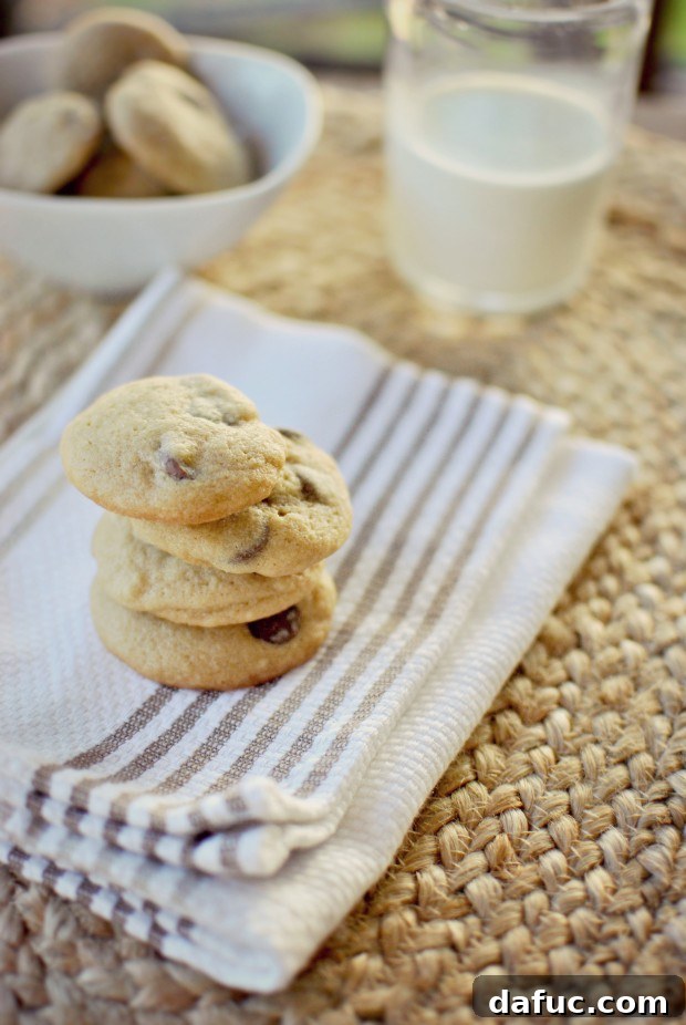 Platter of freshly baked mini chocolate chip cookies