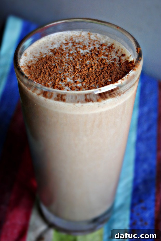 tall glass Tall Glass of Peanut Butter Banana Chocolate Milk - SimplyScratch.com