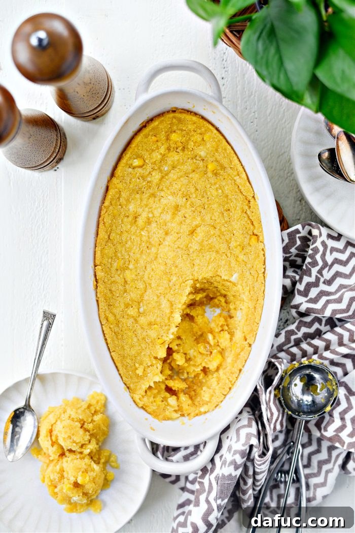 Sweet Mexican Cornbread 16 A beautiful presentation of Mexican Sweet Corn Cake in a serving dish, ready for sharing