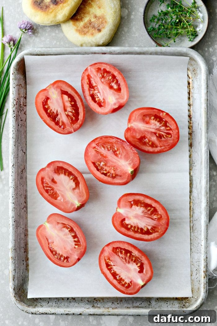 Morning BLT Delight 5 Tomato Halves for Roasting