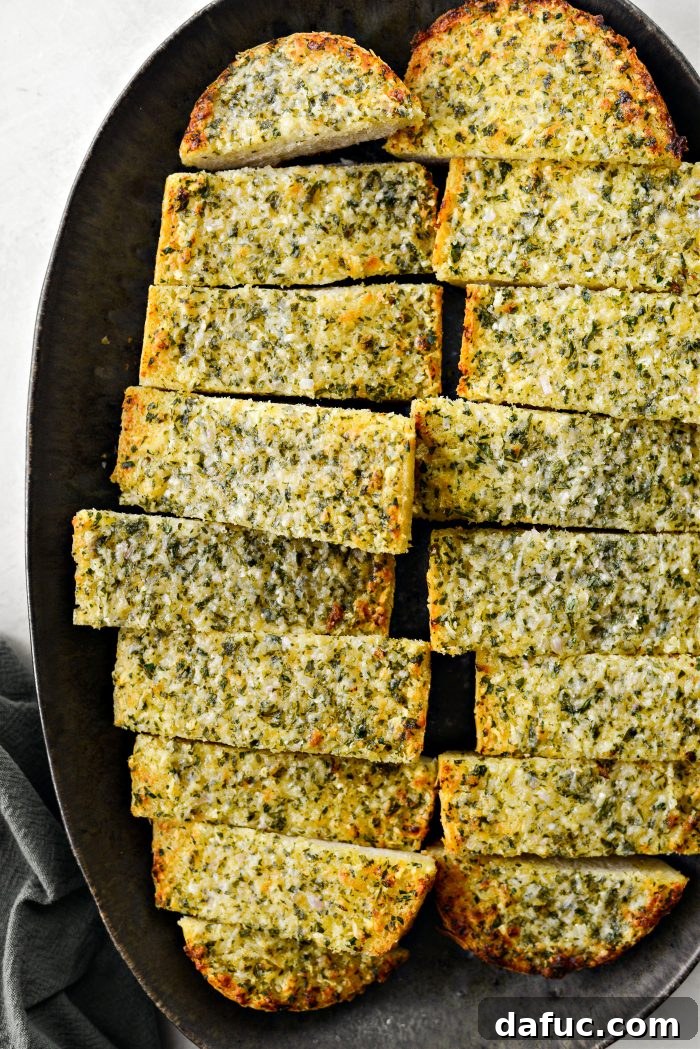Aromatic Garlic Parmesan Bread 13 Another appealing shot of Parmesan Garlic Bread, sliced and ready