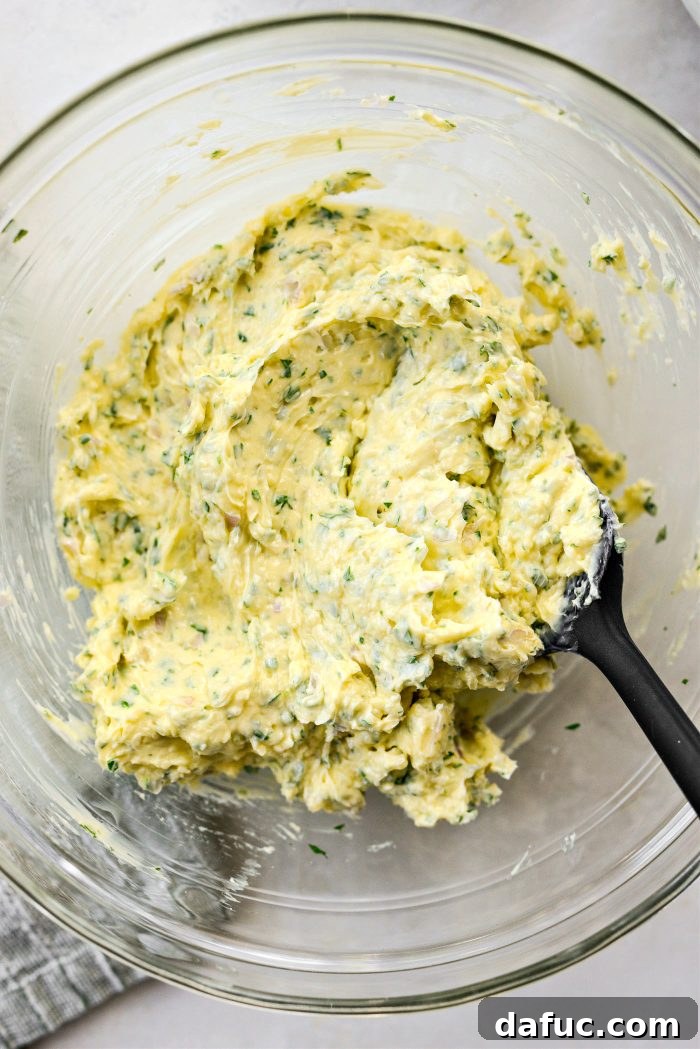 Aromatic Garlic Parmesan Bread 9 The butter mixture perfectly combined and ready to spread