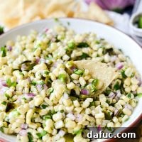 Finished Chipotle Sweet Corn Salsa in a small bowl