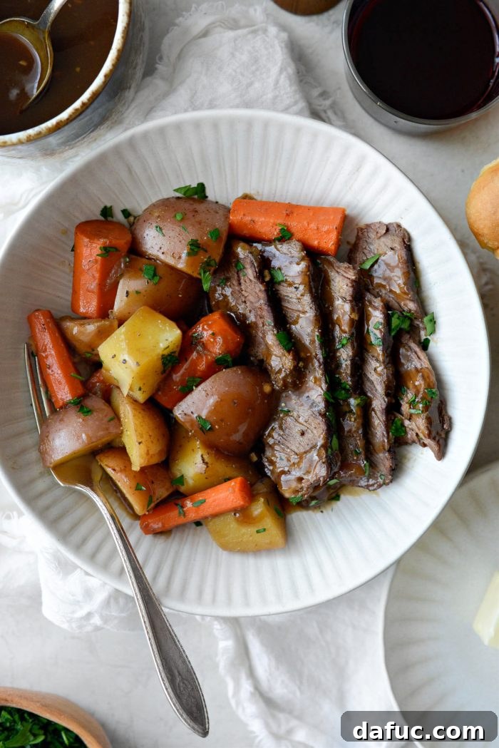 Hearty Homestyle Beef Pot Roast 3 Classic Beef Pot Roast in a Dutch oven