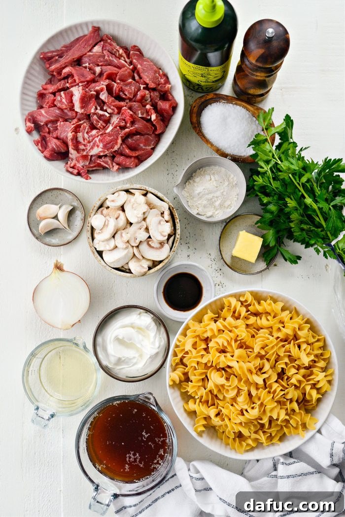 Hearty Homestyle Beef Stroganoff 4 Essential ingredients for a delicious Beef Stroganoff