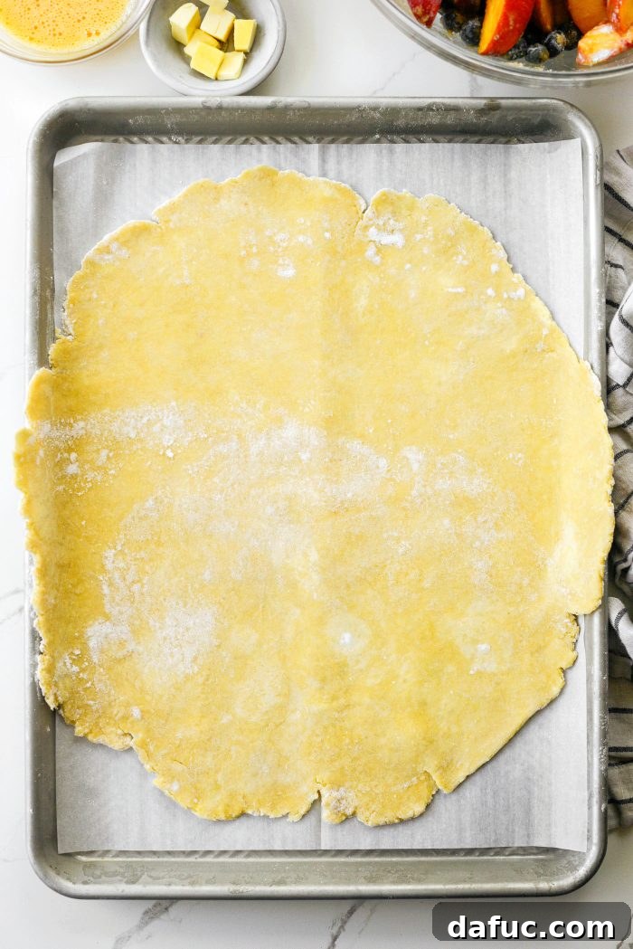 Rustic Peach and Blueberry Galette 5 roll out dough