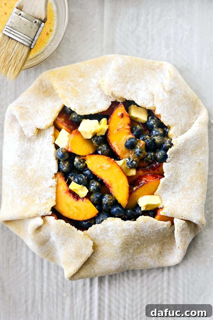 Rustic Peach and Blueberry Galette 9 fold up edges